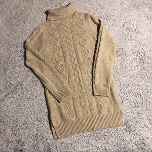 Tan Sweater with turtle - neck